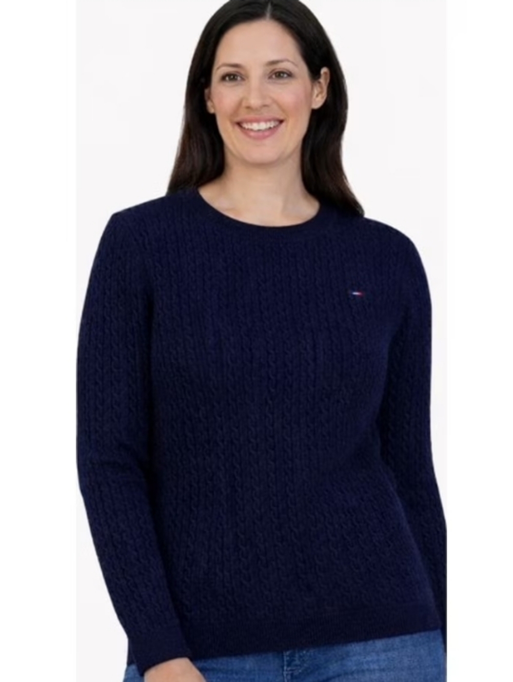 Tommy Hilfiger Navy Cable-Knit Crewneck Sweater